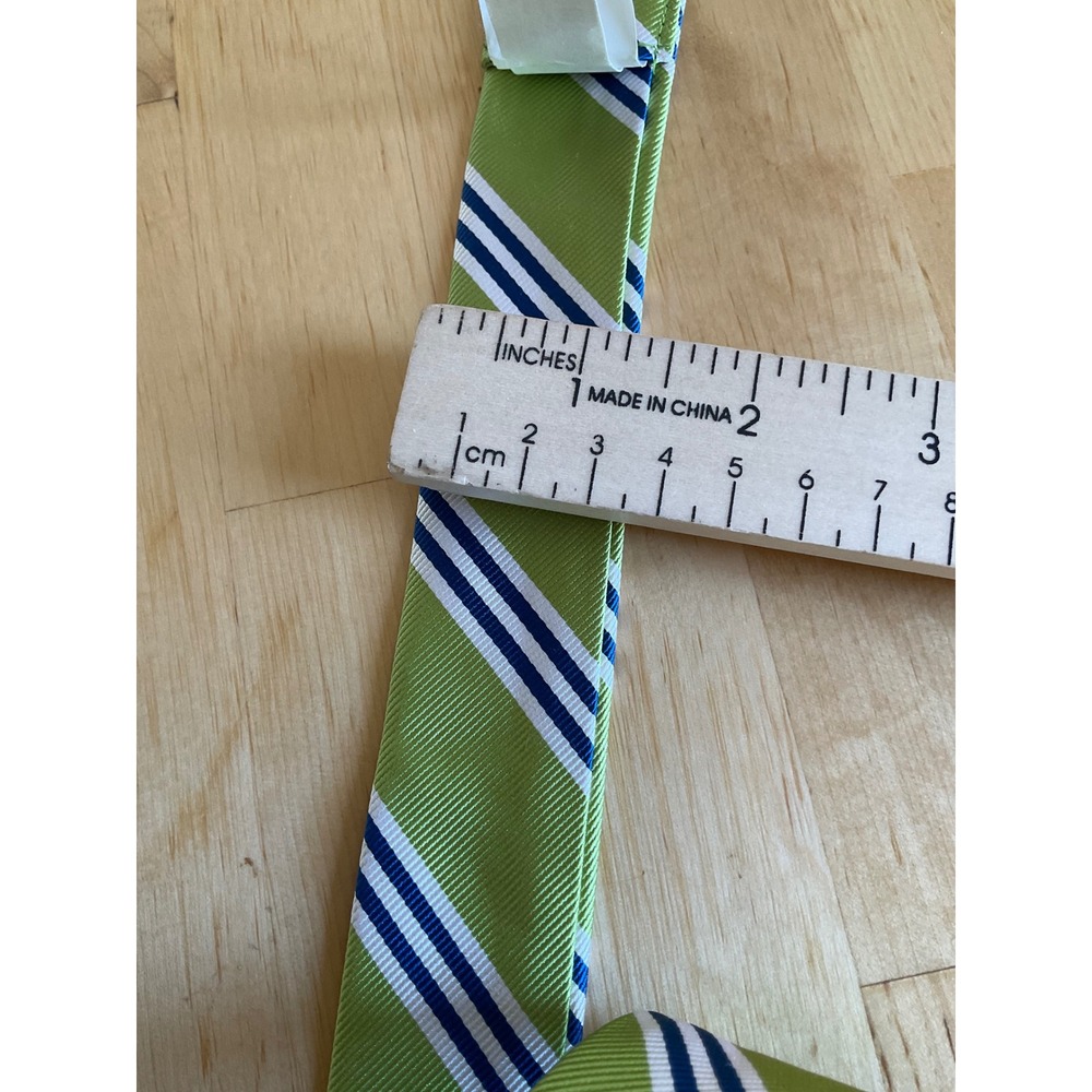 J.Crew Silk D-Ring Belt Green Navy White Striped KB5873 Womens S/M - Picture 5 of 6